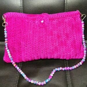 Pink crochet handbag