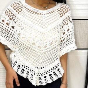 White poncho top Intrinsic handmade design